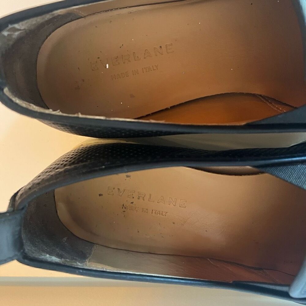 EVERLANE Flats Platform Pointed Toe Loafers Size 8 ITALY Perforated Leather Blac - Picture 9 of 10